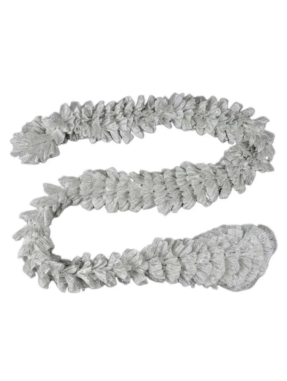 Handmade Knit Ruffle Scarf White Silver Shimmer Shine Sparkle 48